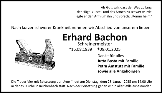 Traueranzeige von Erhard Bachon von Camberger Anzeiger