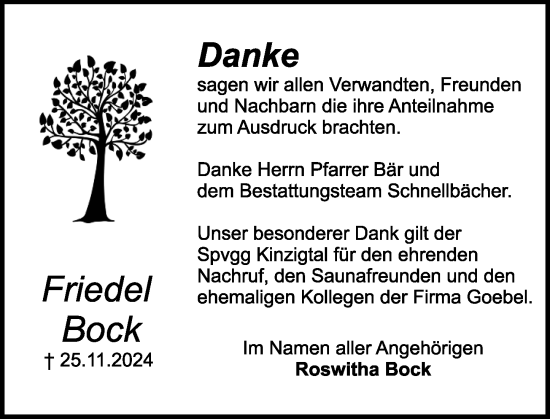 Traueranzeige von Friedel Bock von Odenwälder Echo