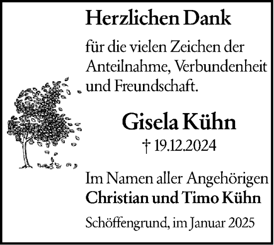 Traueranzeige von Gisela Kühn von Wetzlarer Neue Zeitung