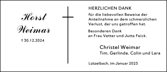 Traueranzeige von Horst Weimar von Darmstädter Echo