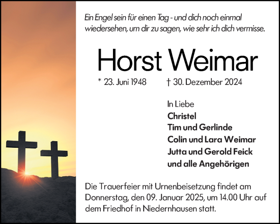 Traueranzeige von Horst Weimar von Darmstädter Echo