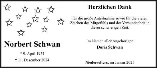 Traueranzeige von Norbert Schwan von Camberger Anzeiger