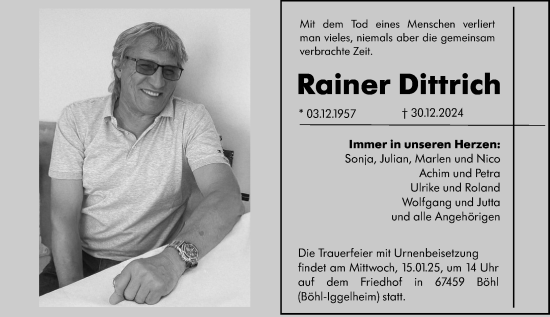 Traueranzeige von Rainer Dittrich von Starkenburger Echo