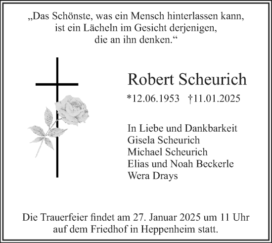 Traueranzeige von Robert Scheurich von Starkenburger Echo