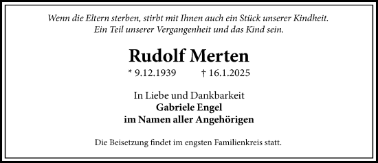 Traueranzeige von Rudolf Merten von Wiesbadener Kurier