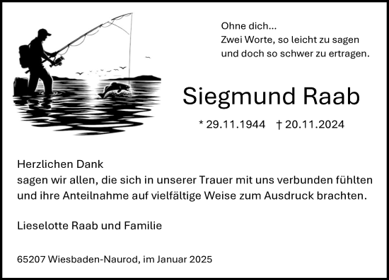 Traueranzeige von Siegmund Raab von Wiesbadener Kurier