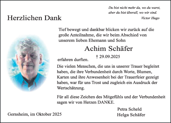 Traueranzeige von Achim Schäfer von Darmstädter Echo