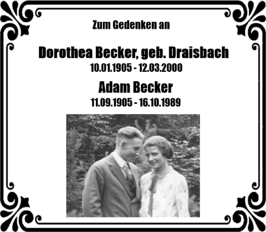 Traueranzeige von Dorothea Becker von Rüsselsheimer Echo