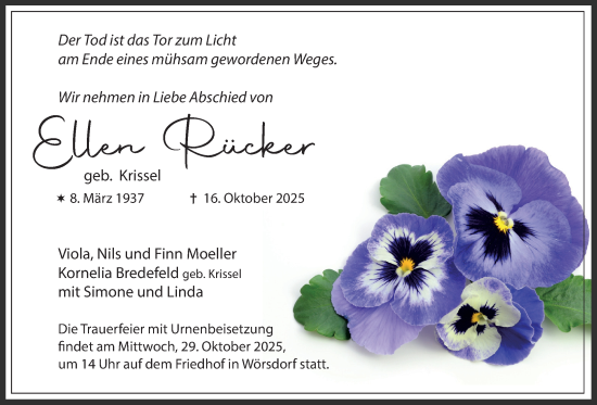 Traueranzeige von Ellen Rücker von Idsteiner Land/Untertaunus