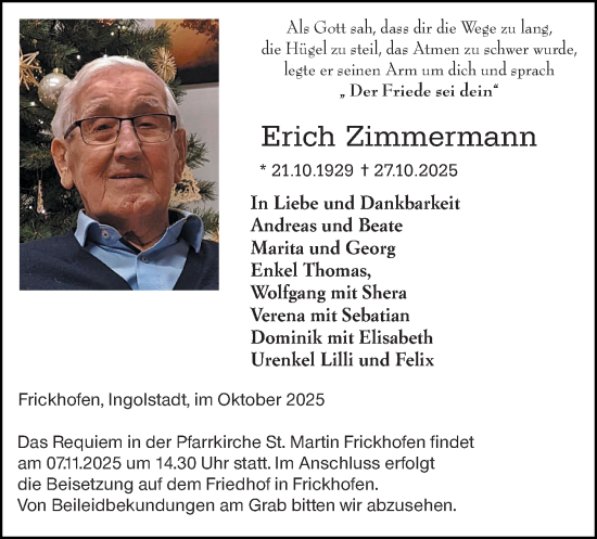 Traueranzeige von Erich Zimmermann von Nassauische Neue Presse