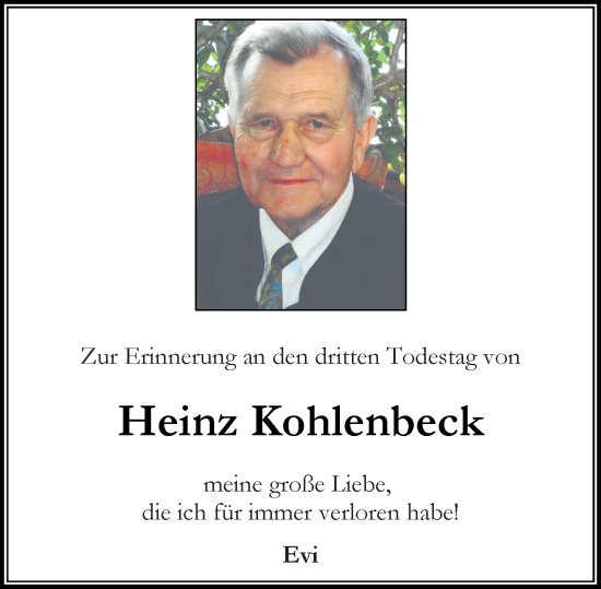Traueranzeige von Heinz Kohlenbeck von Rüsselsheimer Echo