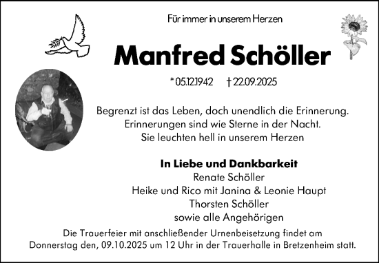 Traueranzeige von Manfred Schöller von Allgemeine Zeitung Mainz