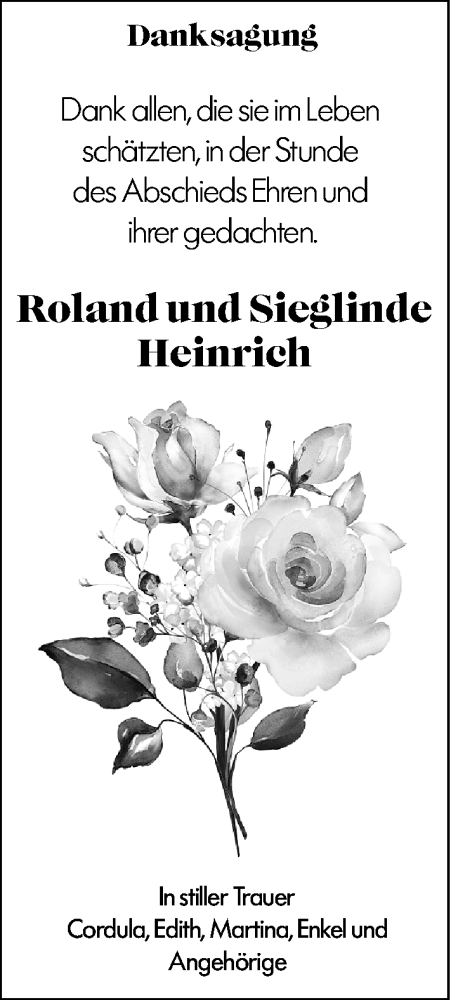 Traueranzeige von Sieglinde Heinrich von Allgemeine Zeitung Alzey