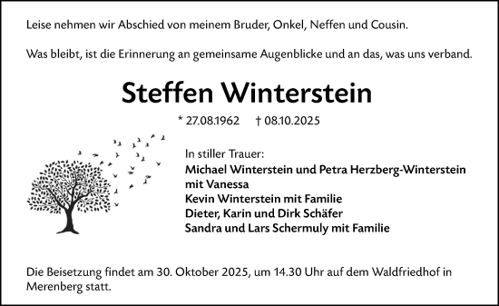 Traueranzeige von Steffen Winterstein von Weilburger Tageblatt