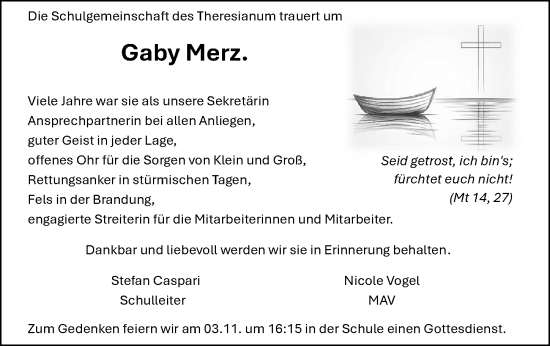 Traueranzeige von Gaby Merz von Allgemeine Zeitung Mainz