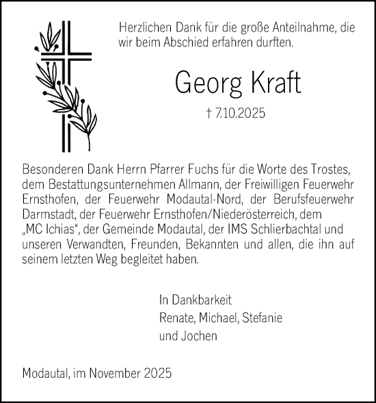 Traueranzeige von Georg Kraft von Darmstädter Echo