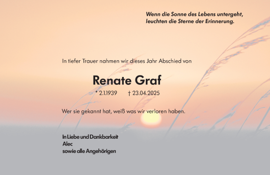 Traueranzeige von Renate Graf von Groß-Gerauer Echo