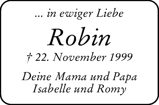 Traueranzeige von Robin - von Odenwälder Echo