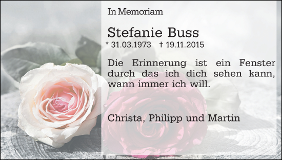 Traueranzeige von Stefanie Buss von Groß-Gerauer Echo