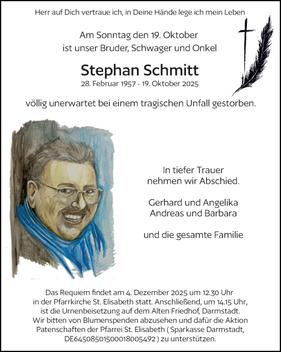 Traueranzeige von Stephan Schmitt von Darmstädter Echo
