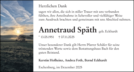 Traueranzeige von Annetraud Späth von Dill Block