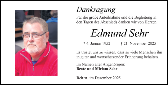 Traueranzeige von Edmund Sehr von Nassauische Neue Presse