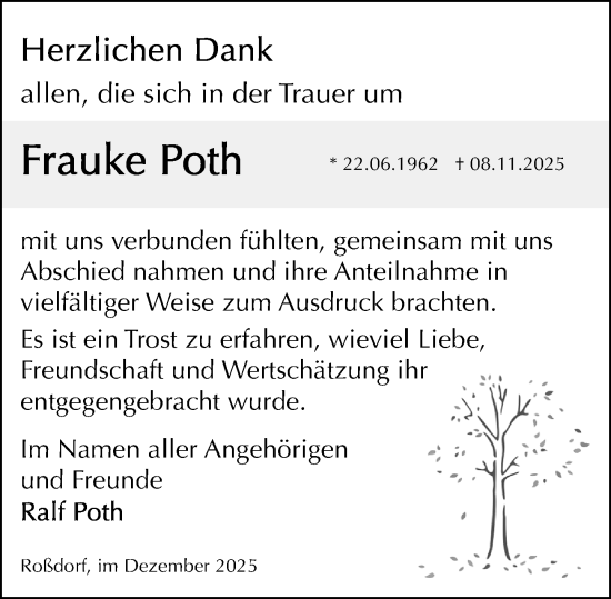 Traueranzeige von Frauke Poth von Darmstädter Echo