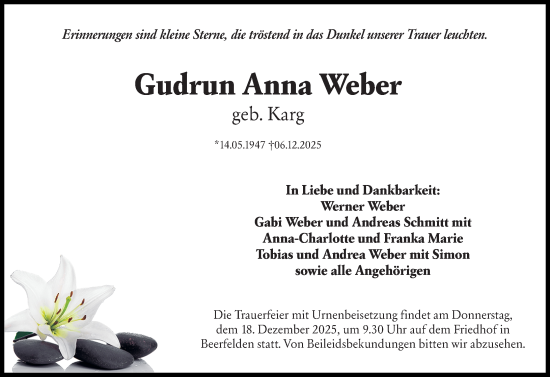 Traueranzeige von Gudrun Anna Weber von Odenwälder Echo