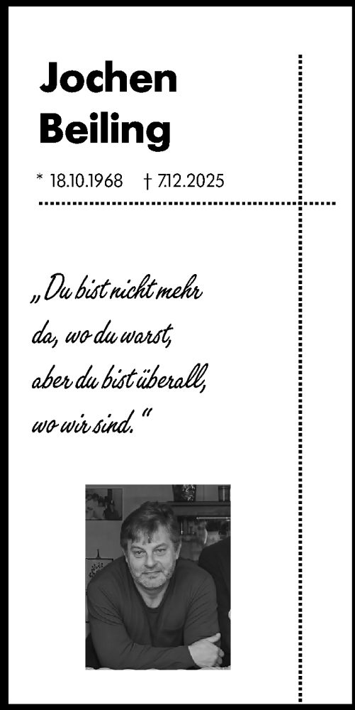 Traueranzeige von Jochen Beiling von Allgemeine Zeitung Alzey
