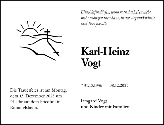 Traueranzeige von Karl-Heinz Vogt von Binger-/Ingelheimer Wochenblatt