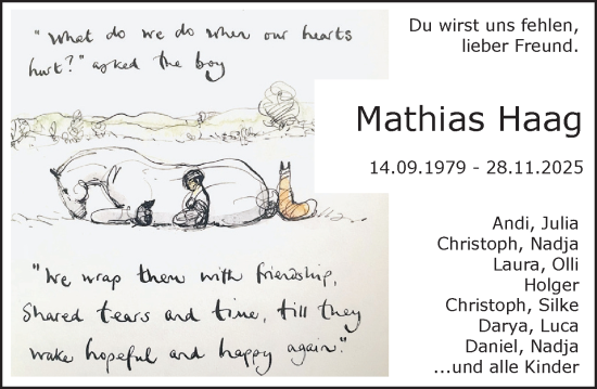 Traueranzeige von Mathias Haag von Darmstädter Echo