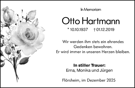 Traueranzeige von Otto Hartmann von Rüsselsheimer Echo