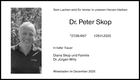 Traueranzeige von Peter Skop von Wiesbadener Kurier