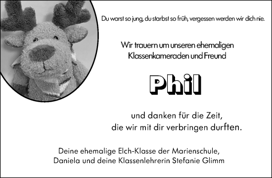 Traueranzeige von Phil  von Dieburger Anzeiger/Groß-Zimmerner Lokal-Anzeiger