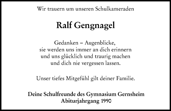 Traueranzeige von Ralf Gengnagel von Groß-Gerauer Echo