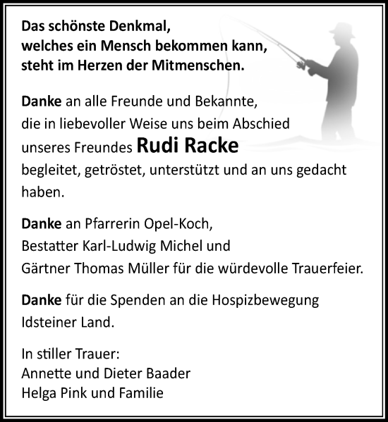 Traueranzeige von Rudi Racke von Wiesbadener Kurier