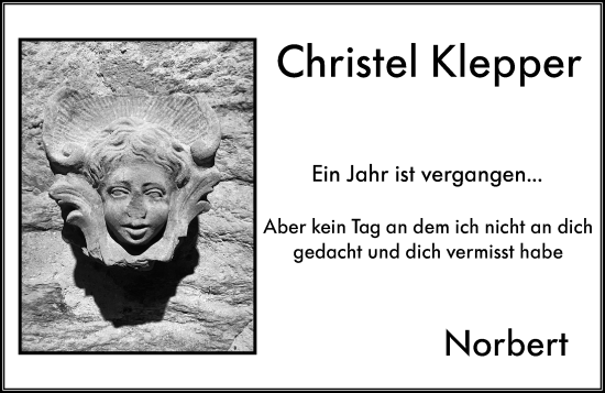 Traueranzeige von Christel Klepper von Wiesbadener Kurier