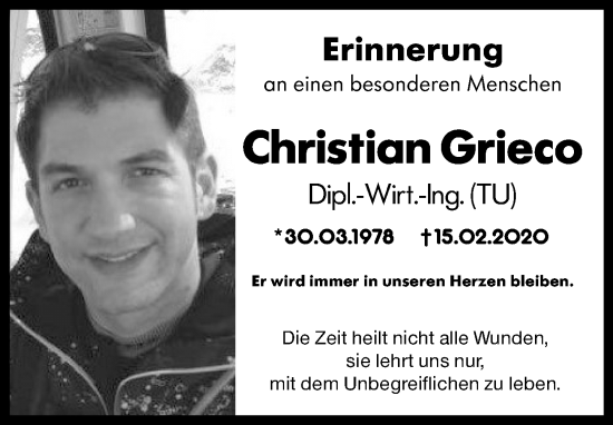 Traueranzeige von Christian Grieco von Allgemeine Zeitung Mainz