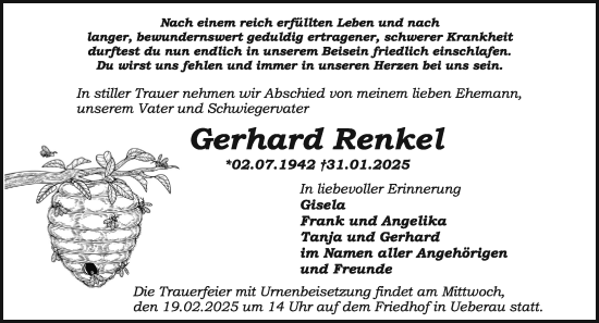 Traueranzeige von Gerhard Renkel von Darmstädter Echo
