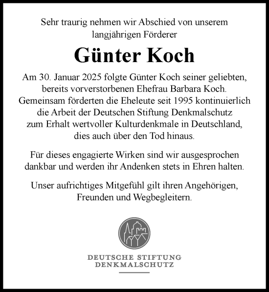 Traueranzeige von Günter Koch von Wiesbadener Kurier