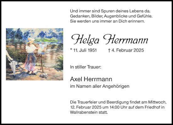 Traueranzeige von Helga Herrmann von Idsteiner Land/Untertaunus