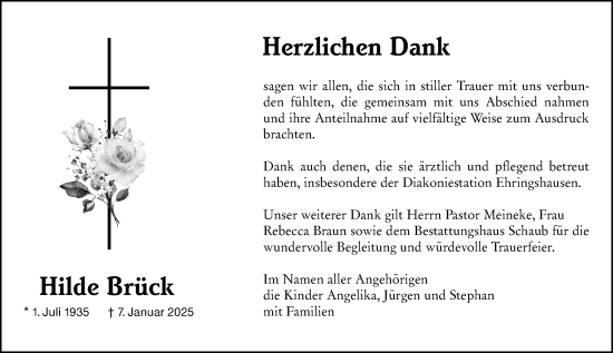 Traueranzeige von Hilde Brück von Wetzlarer Neue Zeitung