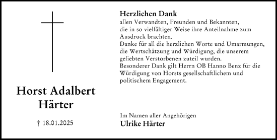 Traueranzeige von Horst Adalbert Härter von Darmstädter Echo