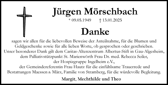 Traueranzeige von Jürgen Mörschbach von Binger-/Ingelheimer Wochenblatt