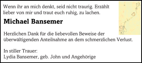Traueranzeige von Michael Bansemer von Darmstädter Echo