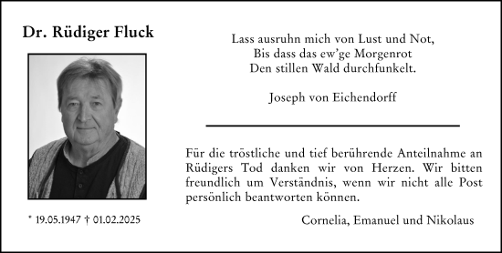 Traueranzeige von Rüdiger Fluck von Nassauische Neue Presse