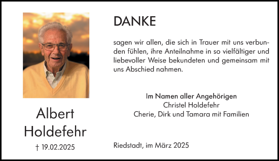 Traueranzeige von Albert Holdefehr von Groß-Gerauer Echo