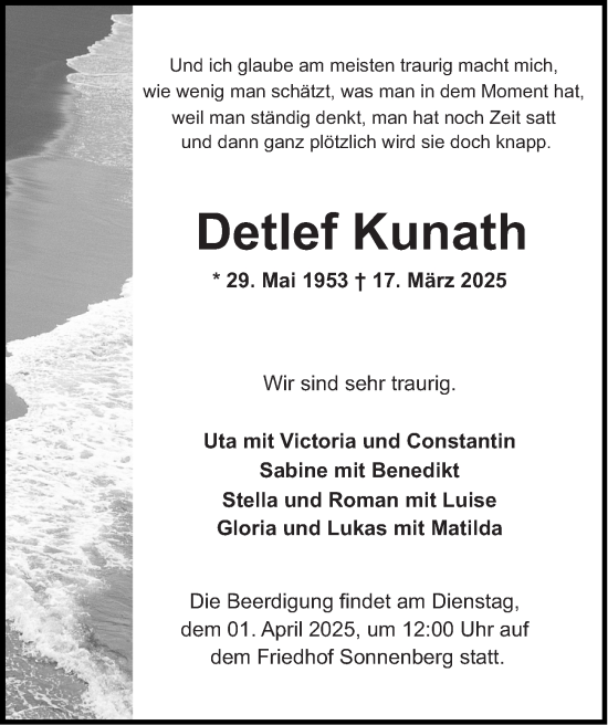 Traueranzeige von Detlef Kunath von Wiesbadener Kurier