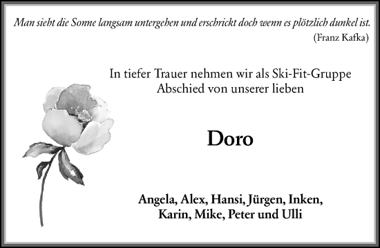 Traueranzeige von Doro Klimmeck-Zoell von Allgemeine Zeitung Mainz