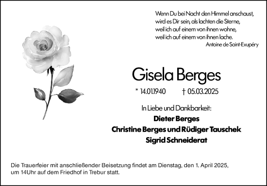 Traueranzeige von Gisela Berges von Groß-Gerauer Echo